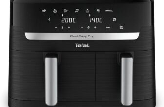 44% OFF Tefal Easy Fry Dual Zone Digital Air Fryer, 2 Drawers, 8.3L, 8in1, Air Fry, Extra Crisp, Roast, Bake, Reheat, Dehydrate, 6 Portions, Non-Stick, Dishwasher Safe Baskets, Black & Metal EY901840