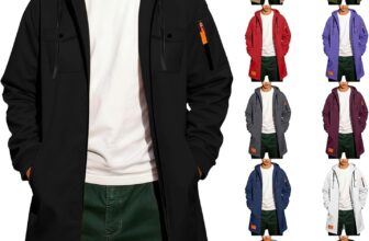 Long Cargo Hoodies for Men UK Mens Full Zipper Hooded Sweatshirts Long Sleeves Tactical Pullover Tops with Multi Pockets & Drawstring Casual Comfort soft Jackets Winter Fitness Work Hoody Sportswear