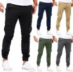 Mens Cargo Trousers Casual Jogger Multi Pockets