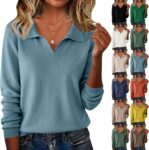 Jumpers for Women UK Ladies Jumpers Roll Neck Knitted Jumper V Neck Solid Color Womens Sweaters Cropped Fleece Jumper Winter Pullover Long Sleeve Tops Blouse Tunic Sweater