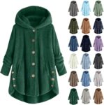 Womens Fuzzy Fleece Coat Fashion Button Down Teddy Fleece Jacket Women Casual