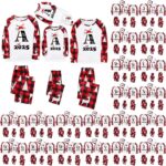 Family Matching Christmas Pajamas Set A-Z Letter Printed Christmas Pjs Family Set Xmas Matching Pyjama Sets For Women Men Kids Baby Fun Couple Matching Pjs Sets Xmas Sleepwear Nightwear
