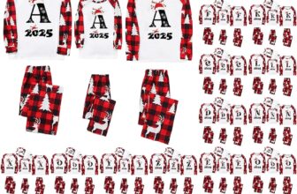 Family Matching Christmas Pajamas Set A-Z Letter Printed Christmas Pjs Family Set Xmas Matching Pyjama Sets For Women Men Kids Baby Fun Couple Matching Pjs Sets Xmas Sleepwear Nightwear