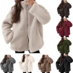 Teddy Fleece Jacket Women Winter Warm Soft Fluffy Fleece Coats Full Zip Teddy Cardigans Ladies