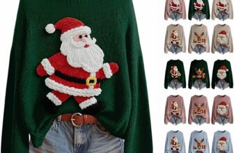 Christmas Jumpers for Women Fashion 3D Print Womens Knitted Jumpers Long Sleeves Ladies Xmas Sweaters Winter Warm Fleece Pullover Sweaters Soft Comfortable Crew Neck Jumper Oversized Sweatshirts