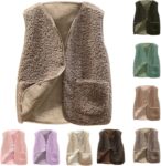 Fleece Gilet Women Women’S Gilets Fuzzy Sherpa Winter Warm-