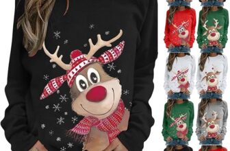 Nuoke Christmas jumper,Christmas jumpers for women,Ugly Long Sleeve Elk Print hoodie plus size Sweatshirt tops Casual funny Comfortable Light Clothes novelty