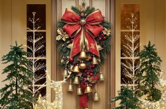 Christmas Decorations, Christmas Decorations Cover Door Banner for Front Ornaments Bow and Bell Door Hanging Cover Decoration