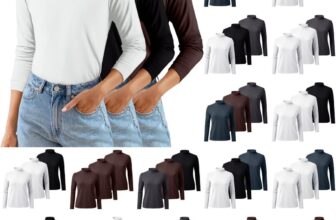 Thermal Tops Womens 3 Pack Long Sleeve Tops Turtleneck Jumpers for Women Soft Base Layers Skims Top Plain Jumpers