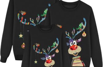 50% OFF Matching Christmas Jumpers For Women Ladies Xmas Jumper Long Sleeve Sweatshirt Funny Reindeer