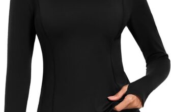 Niwicee Thermal Tops Womens Crew Neck Base Layer Long Sleeve Top with Thumb Hole Fleece Lined Crop Tops Underwear T Shirt for Sport Running Ski Yoga Workout 