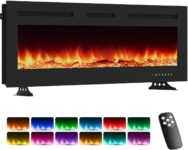 Electric Fireplace, Aptliton Wall Mounted Electric Fire with Remote Control, 12 Flame Colors and 2 Heat Settings 900/1800W, Adjustable Flame Brightness with Touch Screen Control (50 Inches-New)