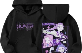 Demon Hunters K Pop Hoodies for Kids Girls Boys, H-Huntrix Hip Hop K pop Demon Hunters Costume Hoodies, Y2k Pullover Long Sleeve Hooded Sweatshirt for Kids 4-14Y