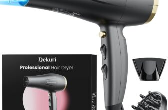 Hair Dryer Ionic, Hair Dryer with Diffuser for Women, Professional Salon Ionic Hairdryer with Nozzle, 3 Heat Setting & 2 Speed, Cool Shot Button, Fast Drying Hair Dryers for Curly Hair (Gray)