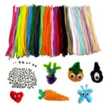 Pack of 450 300 Pipe Cleaners for Crafts,30 Colours, Pipe Cleaners,Chenille Wire, 30 cm,150 Self-Adhesive Wiggle Eyes,Pipe Cleaner for DIY Projects