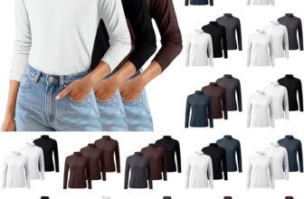 3 Pack Womens Long Sleeve Tops Turtleneck T Shirt Women Stretch Fitted Ladies Thermal Tops Solid Color Soft Comfortable