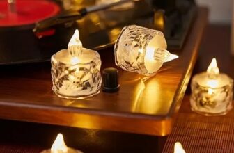Battery Tea Lights 4PCS Realistic and Battery Operated Flameless LED Tea Lights Crystal Electric Fake Candles for Halloween Weddings Valentine’s Day Christmas Festivals Decoration in Warm Yellow