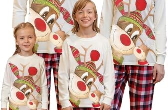 Nuoke Christmas Pyjamas Matching Xmas Pjs for Family Men Women Cartoon Nightwear