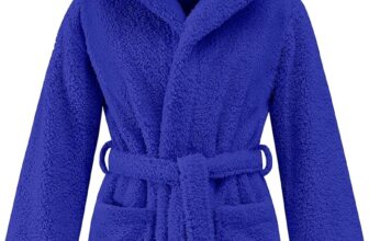 Niwicee Dressing Gown Girls Boys Kids Bathrobe Kids Towel Nightgown Soft Fleece Hooded Bath Robe Age 3-8 Years – 2 Pockets, Sleepwear Hood with Ears