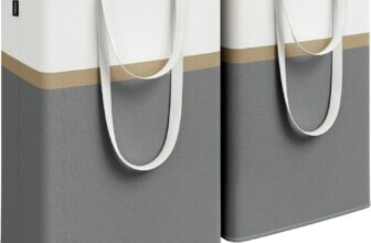 SONGMICS Set of 2 laundry basket, 75 L Washing Basket, Laundry Bag Hamper with Short and Long Handles, Easy to Transport and Clean, Freestanding, for Bedroom, Bathroom, Slate Grey LCB208G01