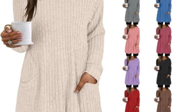 Women’s Lightweight Jumpers with Pocket Solid Colour Long Sleeves Pullover Tops Casual Crew Neck Curved Hem Tunic Top to Wear with Leggings Ladies Leisure Lightweight Long Knit Jumpers Sweater