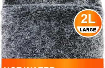 Bonilife Hot Water Bottle with Cover, 2L Large Hot Water Bottle for Period, Neck, Back Pain Relief, Fluffy Hot Water Bag with Cosy Hand Warmer Pocket Cover for Men Women Adult Kids-Black