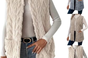 Fleece Gilet For Women Uk, Sleeveless Jacket With Pockets Comfort-Body Warmers Vest Tops Solid Color Lightweight Cozy Gilets For Winter Warm Outwear Outdoor Hiking Sleeveless Waistcoat With Pockets