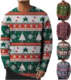 Christmas Jumpers for Men Knitted Xmas Festive Sweater Funny Warm Holiday Jumper Long Sleeve Pollover Sweaters Winter Crew Neck Print Novelty Jumper Retro Knitwear Top Snow Ski Hiking