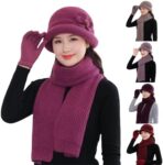 3PC Hat Scarf And Gloves Set Ladies