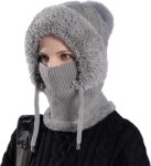 Winter Hats for Women Sherpa Hood Ski Mask Autumn Winter Warm Knitted