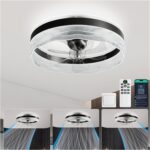 Ceiling Fans with Lights and Remote, 50CM 6 Speeds Quiet Smart Ceiling Fan Light for Bedroom