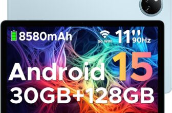 DOOGEE Tab A9 Pro+ Android 15 Tablet, 11 Inch Tablets with 90Hz HD Display, 30GB RAM+128GB ROM/2TB, 8580mAh Tablet