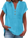 Tops 2026 Women’s Summer Cotton Linen Short Sleeve T-Shirt