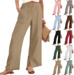 Linen Trousers Womens 2026 Casual Summer Fashion Loose Fit Lounge Pants