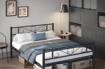 VASAGLE Double Bed Frame, Metal Bed Frame, Fits 135 x 190 cm Mattress