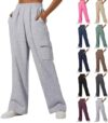 Wide Leg Trousers For Women UK Elastic High Waist Palazzo P