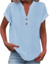Womens Tops Cotton Linen Shirts Summer