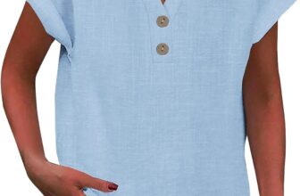 Womens Tops Cotton Linen Shirts Summer