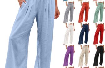 Womens Cotton Linen Trousers Stretch