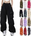Cargo Trousers Women Elasticated High Waist Combat Trous