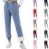 Wide Leg Jeans for Women UK Drawstring Elastic Waist Trousers for Women with Pockets Stretch Loose Ladies Jeans