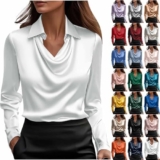 50% off Satin Blouse for Women Elegant Cowl Neck Tops for Women