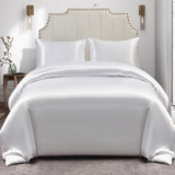 43% OFF JHCHMX Satin Double Duvet Cover with 2 Pillowcases,Soft Luxury Silky Bedding Set With Zipper Closure- Cooling Duvet Cover Set White Double