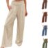 Wide Leg Trousers For Women UK Elastic High Waist Palazzo P