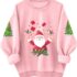 Jumpers for Women UK Plus Size Crewneck Knitted Sweater Long Sleeve Fair Isle Jumper Ladies Knitwear Colorblock Casual Sweaters Christmas Pullover Sweater Fall Winter Sweatshirt Basic Shirts