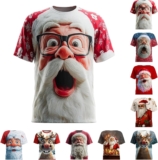50% off Funny Christmas Shirt for Men, Short Sleeve Shirts Novelty Santa Claus Reindeer Tshirt 3D Printed