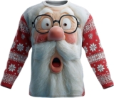 50% off Christmas Jumpers for Men Uk Ugly Graphic Xmas Sweatshirt Novelty Reindeer Santa Claus Printed Rude Pullover Long Sleeve