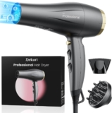 85% OFF Dekuri Hair Dryer Ionic, Hair Dryer with Diffuser for Women, Professional Salon Ionic Hairdryer with Nozzle, 3 Heat Setting & 2 Speed, Cool Shot Button, Fast Drying Hair Dryers for Curly Hair, Gray