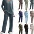 Tracksuit Womens Full Set Long Sleeve Sweatshirts Sweatpants Solid Color Loungewear Sets Jogger Sets Tracksuits Plus Size Jogging Suits Ladies Gym Sports Activewear Sets M-5Xl