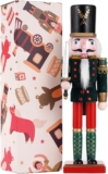 50% OFF Combiubiu 30CM Wooden Nutcracker Christmas Decorations – Festive Collectible Nutcracker Gift for Table, Desktop, Fireplace – Xmas (Green)